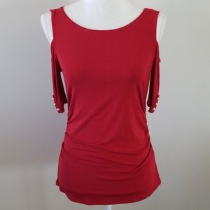 WHBM Top Cold Shoulder short Sleeve with Ruched.